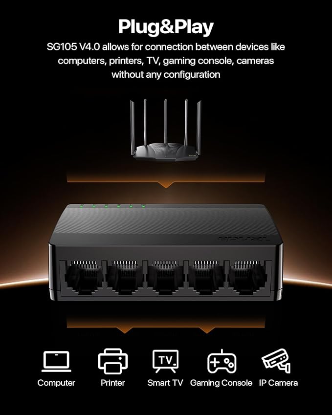 Tenda SG105, 5 Port Gigabit Switch, Unmanaged Ethernet Switch, Office Ethernet - Image 6