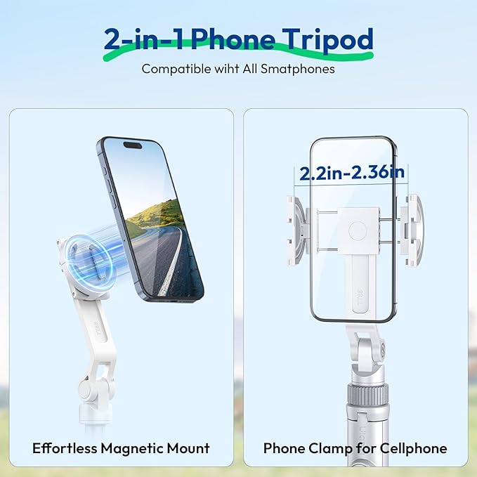 ULANZI TT88 Magnetic Tripod for iPhone, 2-in-1 Phone Clip & Dual Cold Shoe - Image 2