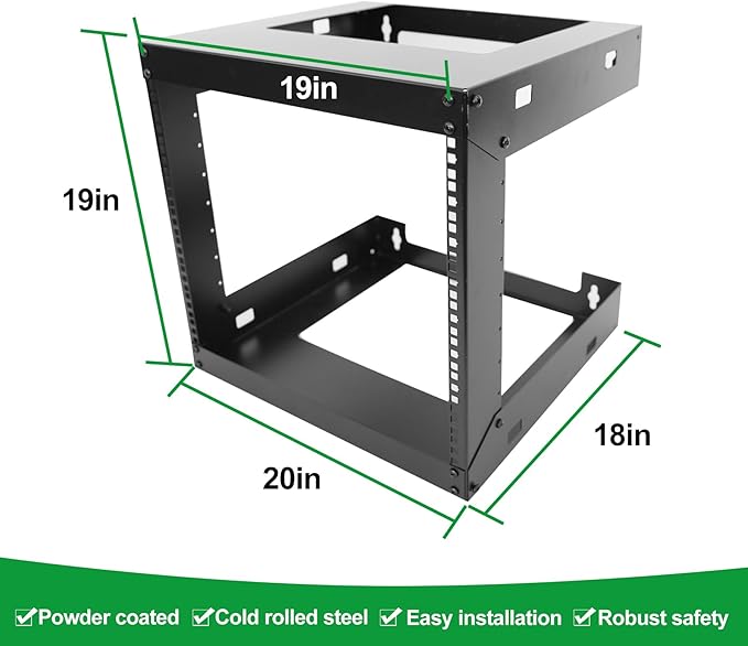 9U Wall Mount Open Frame 19 Inch Server Equipment Rack Wall Mountable Heavy - Image 2