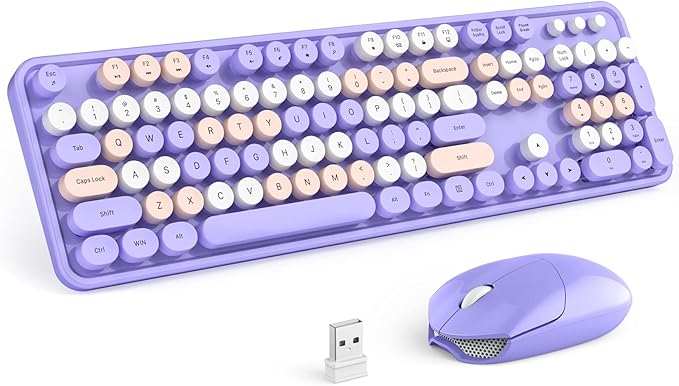 KNOWSQT Wireless Keyboard and Mouse Combo Purple Colorful by KNOWSQTKeyboardMouse