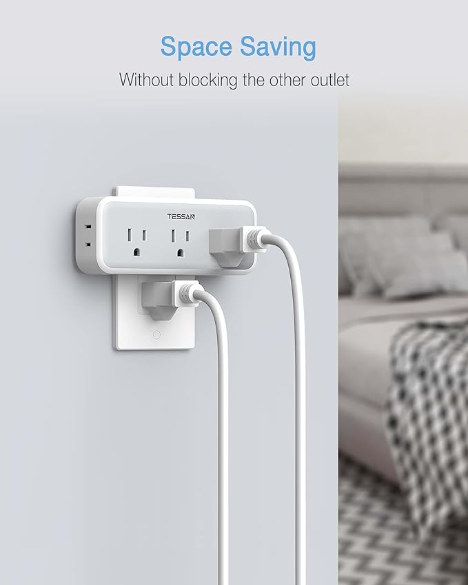Multi Plug Outlet Extender, TESSAN Surge Protector Wall Plug Splitter - Image 3