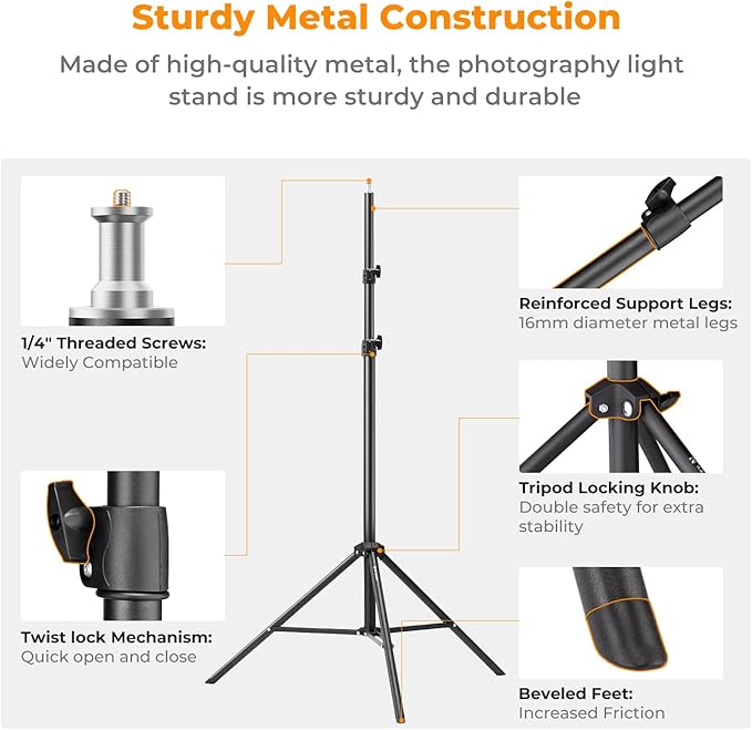 K&F Concept Light Stand for Photography, 9.1ft/2.8M Portable Extendable Photo - Image 3