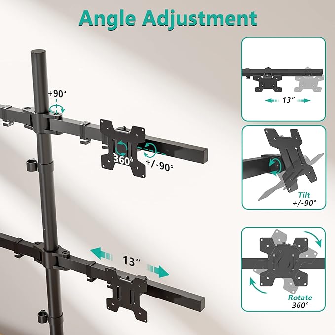WALI Freestanding Quad Monitor Mount - Image 5