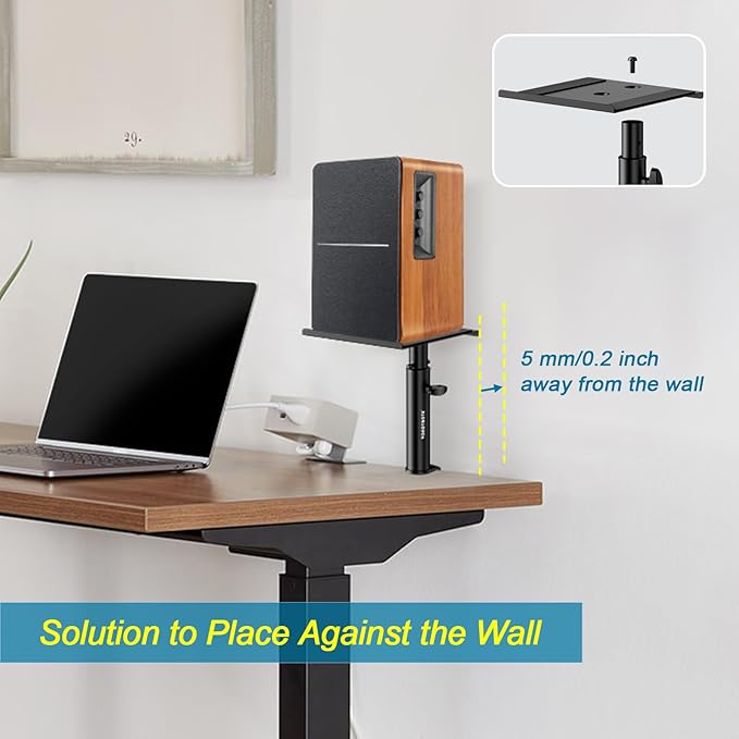 Set of 2 Studio Monitor Stands Desktop Clamp Speaker Stands Against The Wall - Image 2
