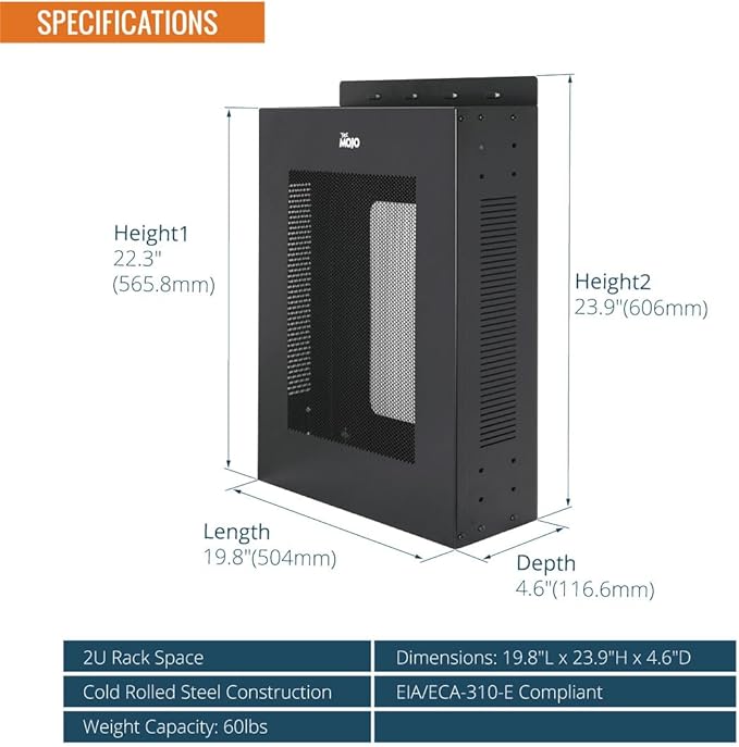 Tecmojo 2U Vertical/Horizontal Wall Mountable Server Rack, - Image 2
