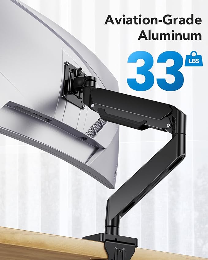 HUANUO Ultrawide Monitor Arm for 13 to 43 Inch Screens, Single Heavy Duty - Image 3