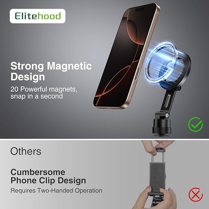 elitehood Magnetic Magsafe Tripod Phone Mount Holder, Foldable Phone Holder - Image 3