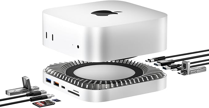 Mac mini M4 Dock, Aluminum Mac mini Stand and HDMI Hub by RayCue