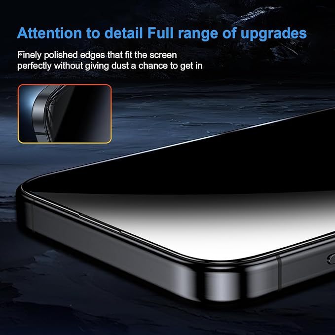 OneFish for iPhone 15 Pro Max Privacy Screen Protector, 4-Way 360° Anti-Spy - Image 4