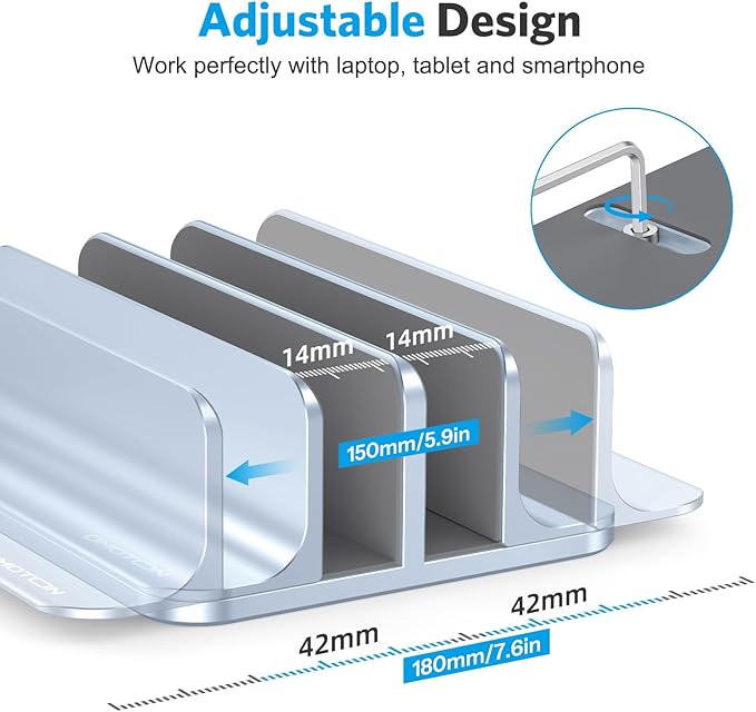 OMOTON [Updated Dock Version Vertical Laptop Stand, Double Desktop Stand Holder - Image 4