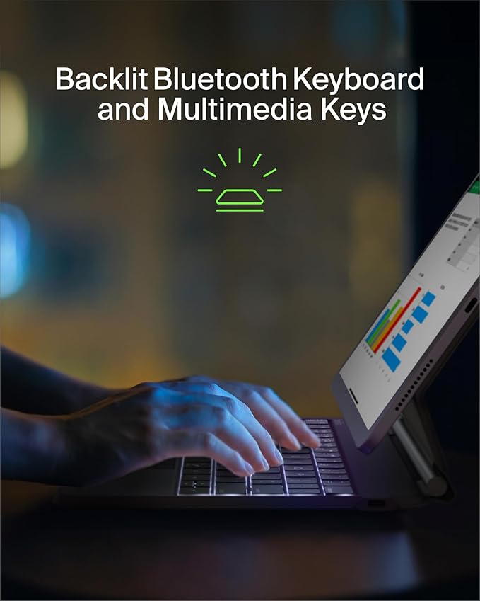 Belkin Pro Keyboard Case w/Magnetic Stand, Backlit Bluetooth Keyboard, Magnetic - Image 5