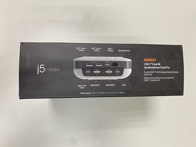 j5create USB-C Dual 4K Speakerphone Dock Pro, Dual 4K HDMI Audio Dock - Image 10