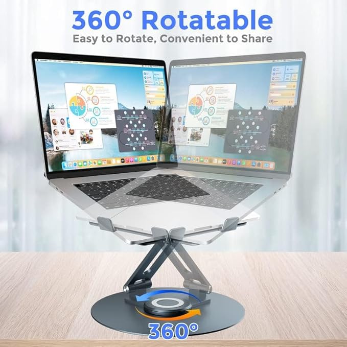 Swivel Laptop Stand for Desk, Adjustable Height Aluminum Computer Stand - Image 2