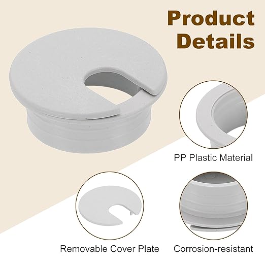 uxcell 8 Pcs 35mm Desk Grommet, Plastic Cable Hole Cover, Wire Cord Cable - Image 3