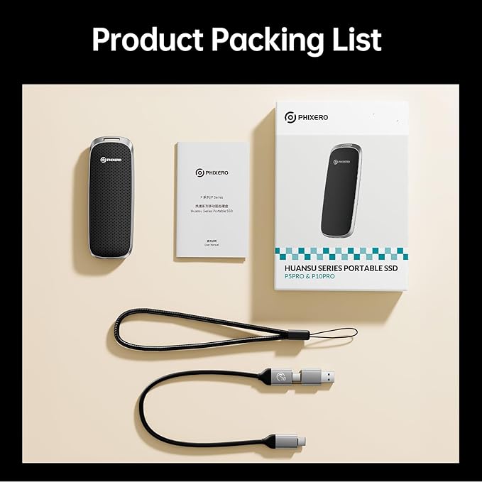 PHIXERO P10PRO External NVMe SSD 256GB, USB 3.2 Gen2, Includes 2-in-1 USB C - Image 9