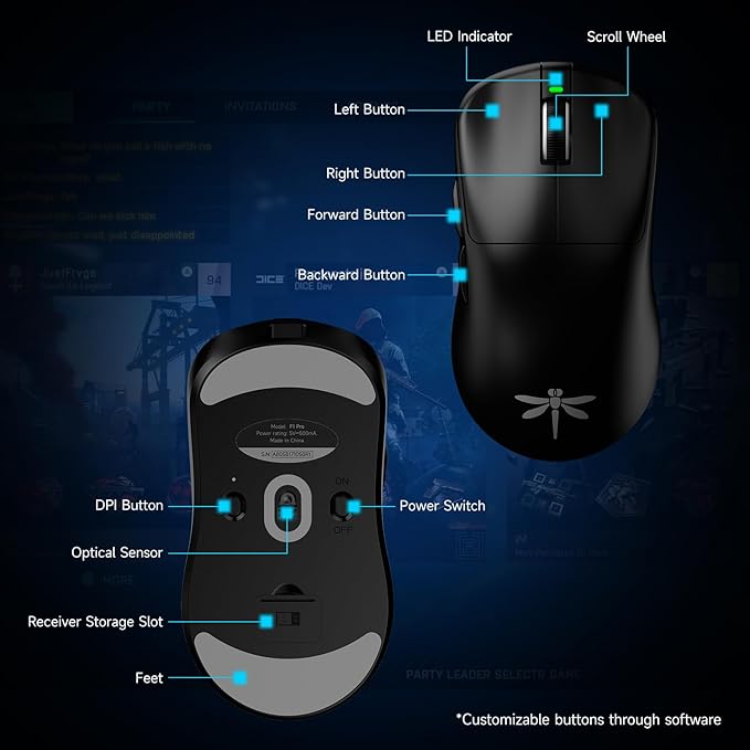 VGN F1 Pro Max Wireless Gaming Mouse - 55g Ultralight - 26000 Adjustable DPI - - Image 8