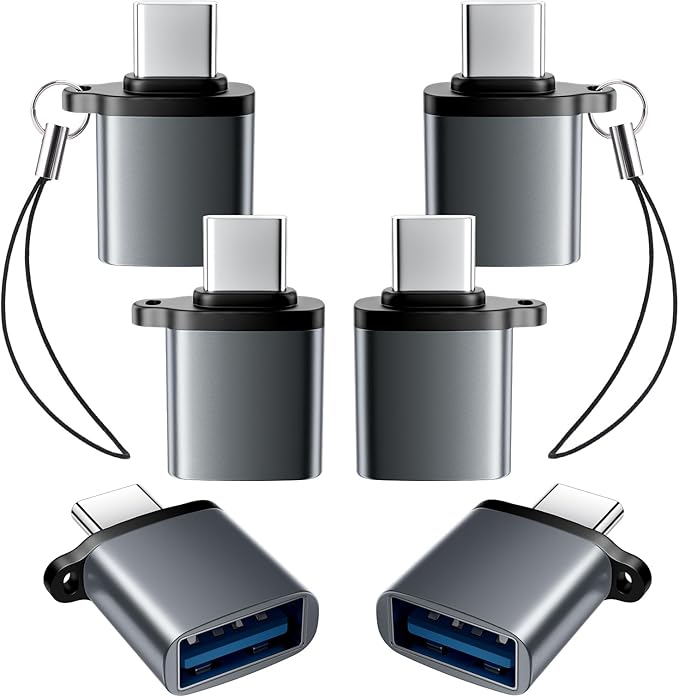 USBC to USB Adapter 6 Pack, USB C to A Adapter, USBC Male to USBA Female by AiNEERich