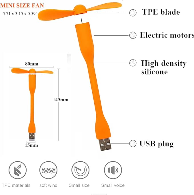 Mini USB Fan, Portable Pocket Fan USB-A Powered Little Cooler, Quiet Operation - Image 4