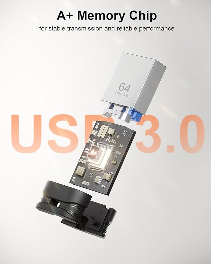 64GB USB 3.0 Flash Drive, Mini Thumb Drive Waterproof Memory Stick - Image 6