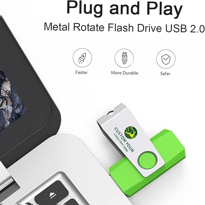 Customizable Flash Drives 8GB, Wooolken Personalized USB 2.0 Drive 10/20/50/100 - Image 2