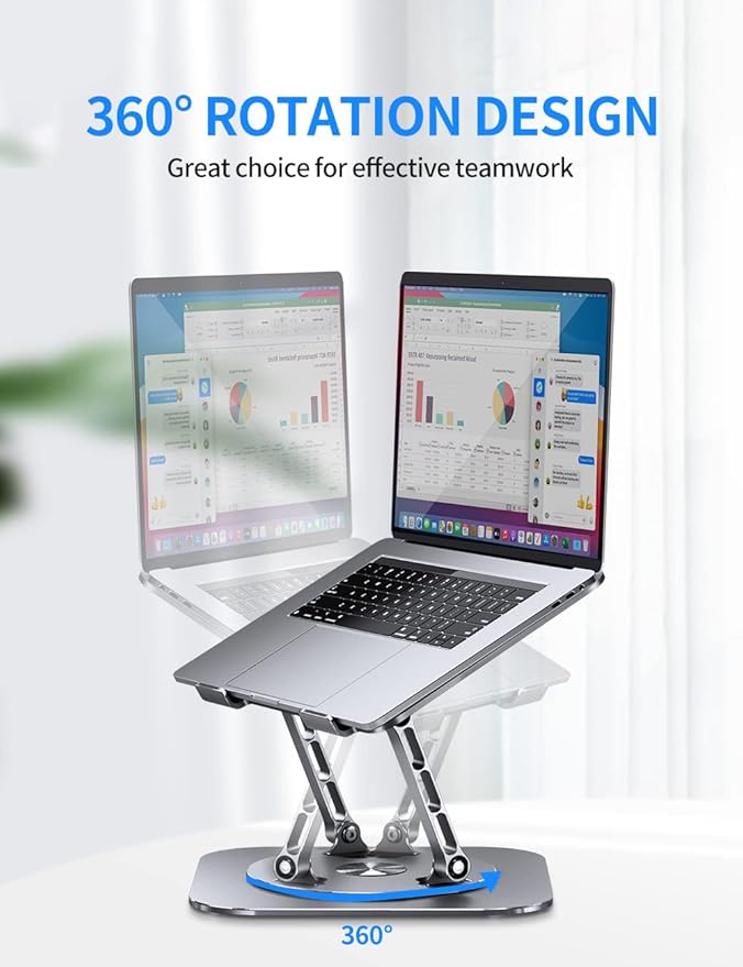 Adjustable Laptop Stand with 360 Rotating Base, Computer Stand - Image 2