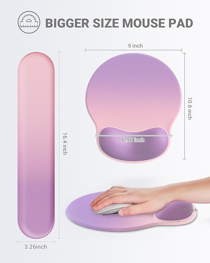 Ergonomic Mouse Pad Wrist Support Set, Memory Foam Keyboard Wrist Rest Set - Image 6