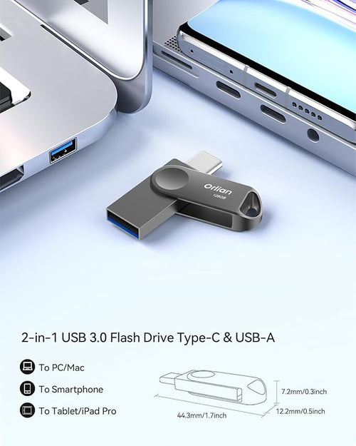 128GB USB C Flash Drive, Dual Drive USB 3.0 and Type C Thumb Drive Up to - Image 2