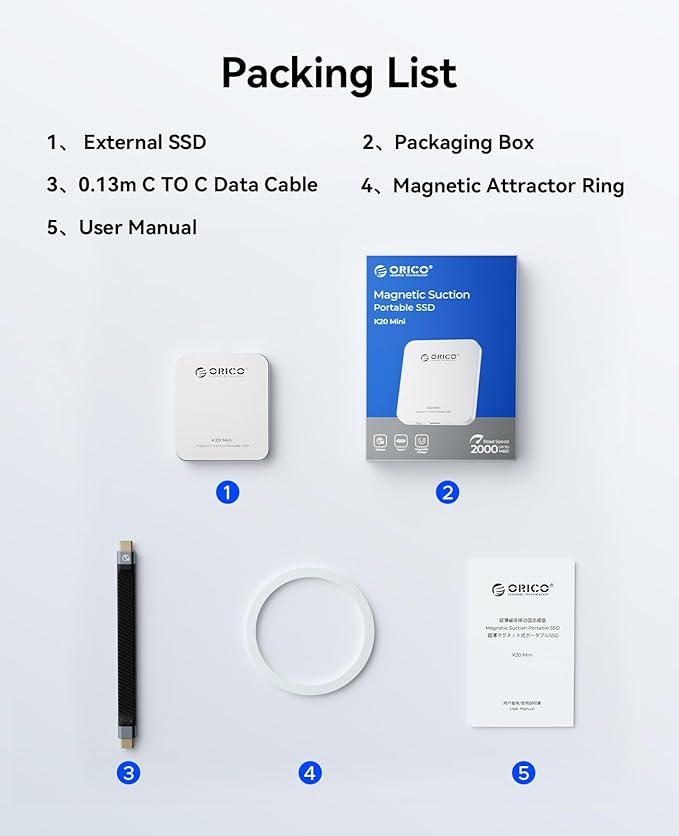ORICO 2TB Magnetic External SSD, Aluminum Alloy, 4K 120Hz ProRes HDR Record and - Image 8