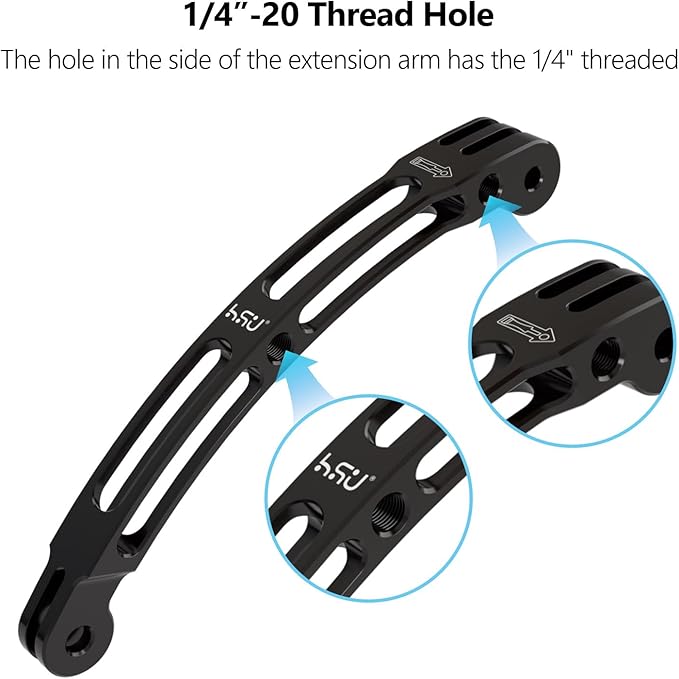 HSU Aluminum Alloy Curved Extension Arm Metal Pole Mount Helmet Stick Extension - Image 3