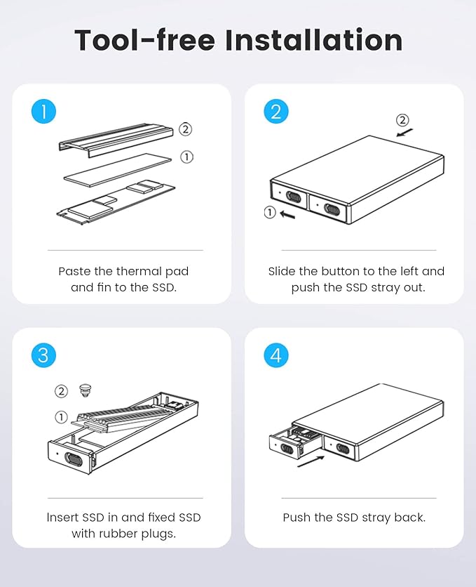 ORICO Dual M.2 NVMe SATA SSD Enclosure, USB C to M2 Adapter - Image 7