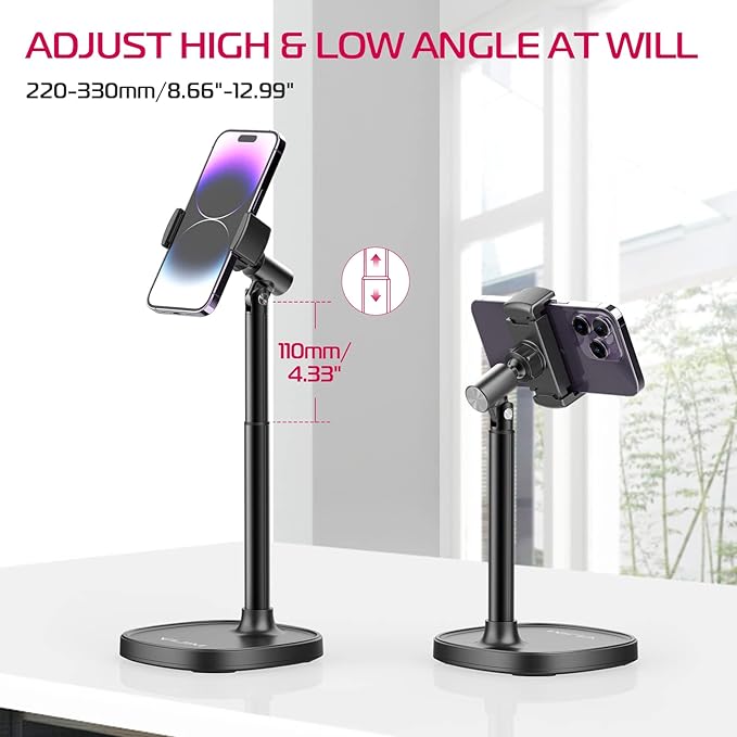ULANZI Cell Phone Stand Mount for Desk, Vijim HP004 Adjustable Height & Angle - Image 2