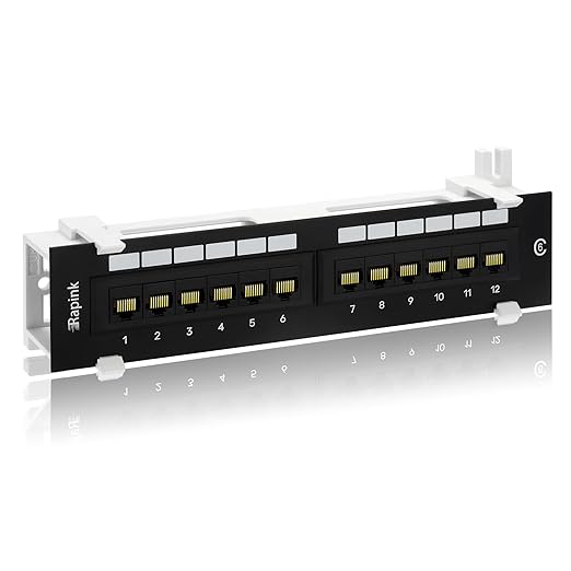 Rapink Patch Panel 12 Port Cat6 10G Support, Network Patch Panel UTP 10-Inch by Rapink