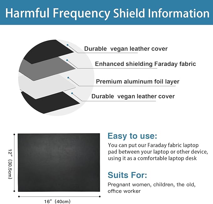 Laptop Pad Protection, Heat Shielding Laptop Pad EMI Blocker Lap Desk, - Image 3