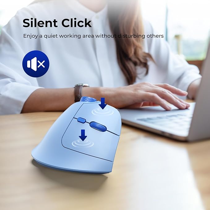 seenda Ergonomic Mouse Rechargeable, USB+Dual Bluetooth, MOU-302 Vertical - Image 7