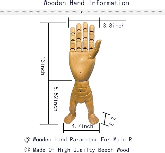 Hand Model, Wood Hand for Nails, Drawing Wooden Hand, Wooden Mannequin - Image 4
