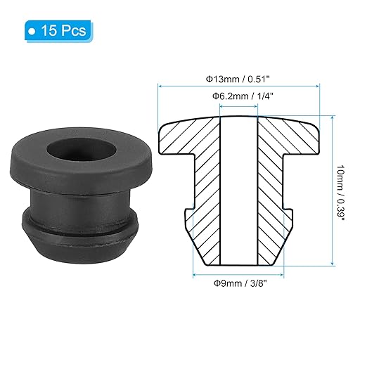PATIKIL 9mm / 3/8 Inch Drill Hole, 1/4 Inch ID Rubber Grommets - Image 2