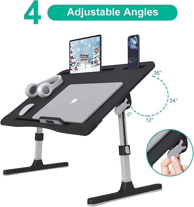 Laptop Bed Tray Desk with Adjustable Heights and Angles, Upgraded-Sturdy - Image 3