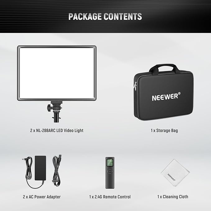 NEEWER NL288 LED Video Light Panel, 45W 4800Lux 3200K-5600K CRI97+ Dimmable Bi - Image 8