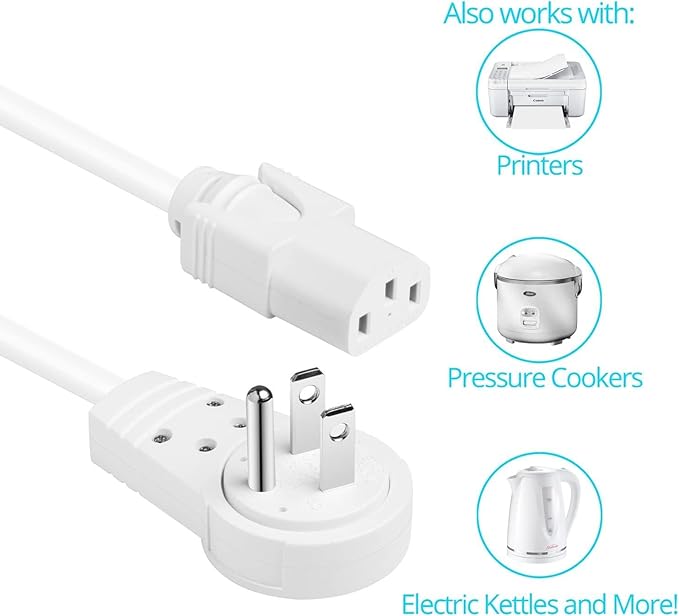 Maximm Monitor Computer Power Cord 6 Ft Flat Plug 360° Rotating PC Cable 3 - Image 2