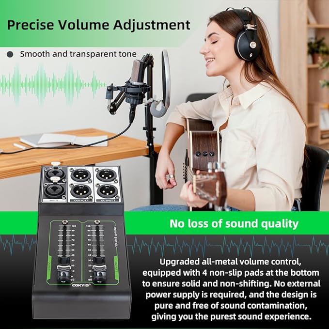 Passive Stereo Volume Controller, XLR 2 Input 2 Output Stereo Studio Controller - Image 3