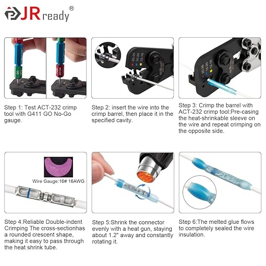 JRready ST6488-20-100 Heat Shrink Butt Splice Connectors 100 Sets 26-20AWG Butt - Image 5