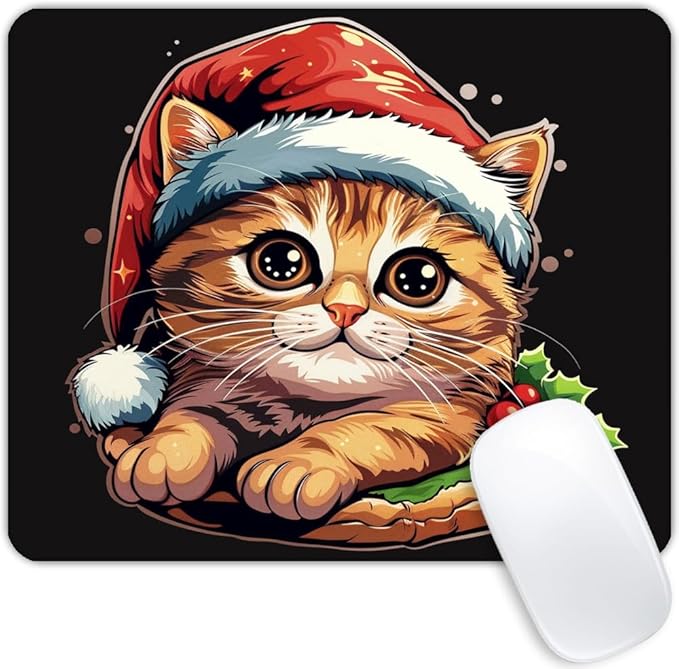 Square Mouse Pad Cute Cat with Burger-1, Gaming Mouse Pads by Goodsprout