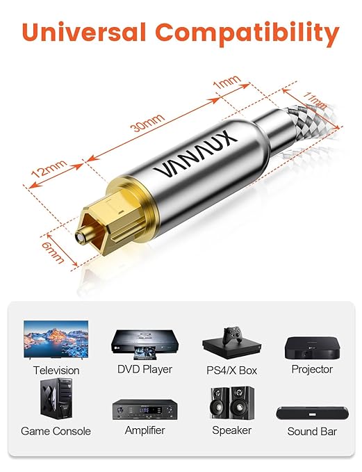 VANAUX Digital Optical Audio Cable 49FT S/PDIF Toslink Cable Fiber Optic Cable - Image 6