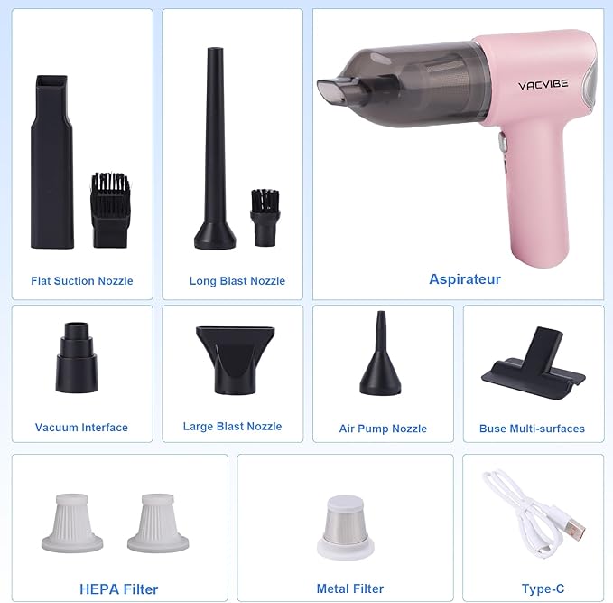 Handheld Car Vacuum Cleaner, 21000PA 4 in 1 Portable Rechargeable Brushless - Image 8