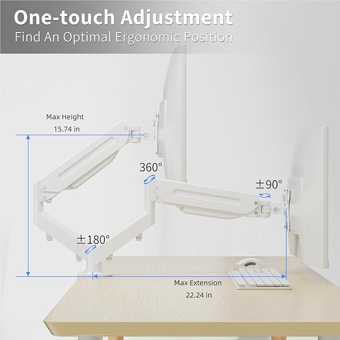Suptek Monitor Mount Gas Spring Single Monitor Arm Desk Mount Stand Fully - Image 5