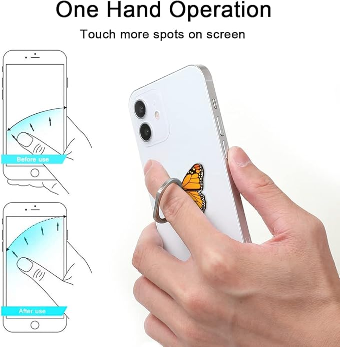 Bonoma Cute Butterflies Phone Ring Holder, 3 Pack Universal Finger Ring Stand - Image 4