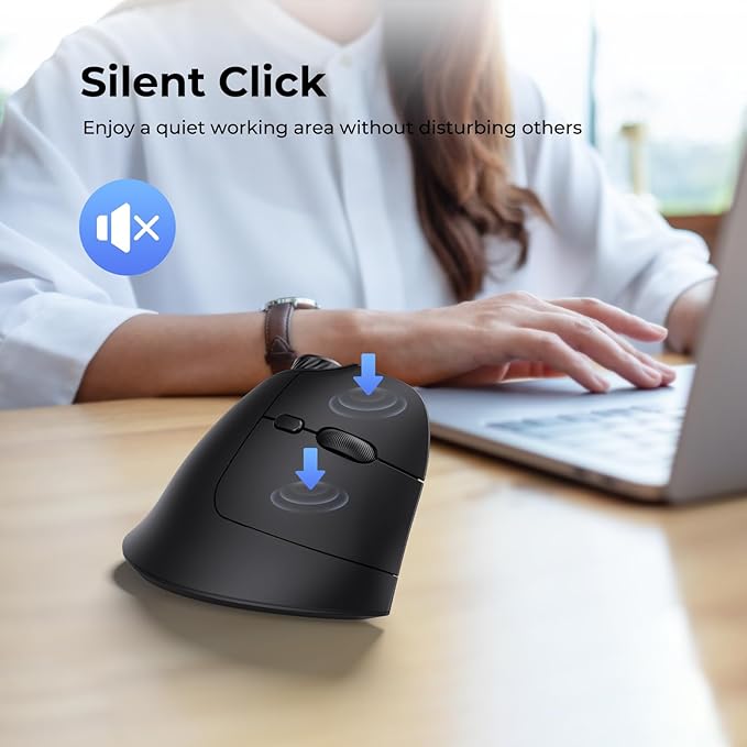 seenda Ergonomic Mouse Rechargeable, USB+Dual Bluetooth, MOU-302 Vertical - Image 7