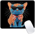 Square Mouse Pad Cat with Patriotic Hat and Glasses-1, Gaming Mouse Pads by Goodsprout