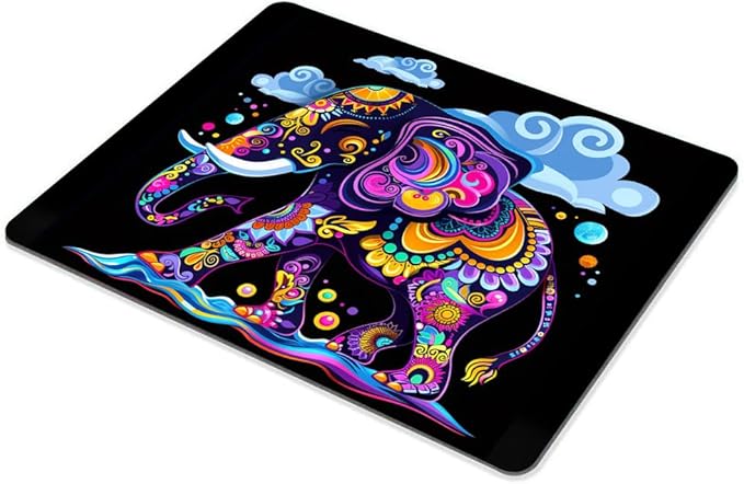 Square Mouse Pad Decorative Patterned Elephant-1, Gaming Mouse Pads - Image 5