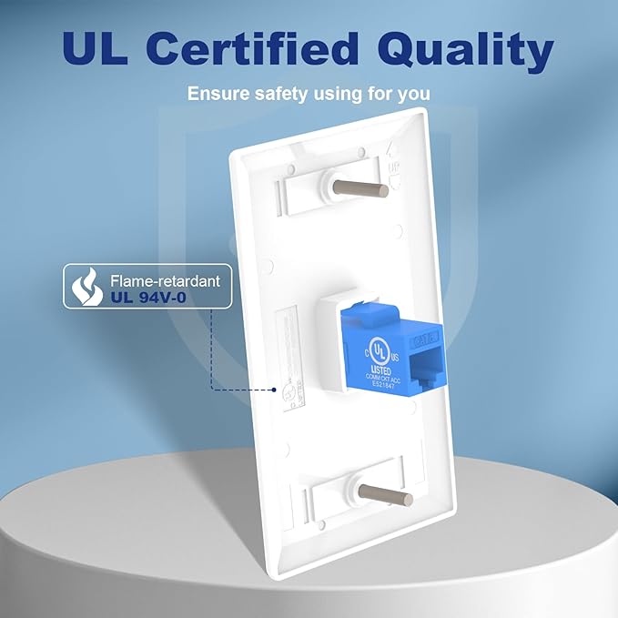 VCE 6-Pack Ethernet Wall Plate, CAT6 RJ45 Wall Plate - Image 2